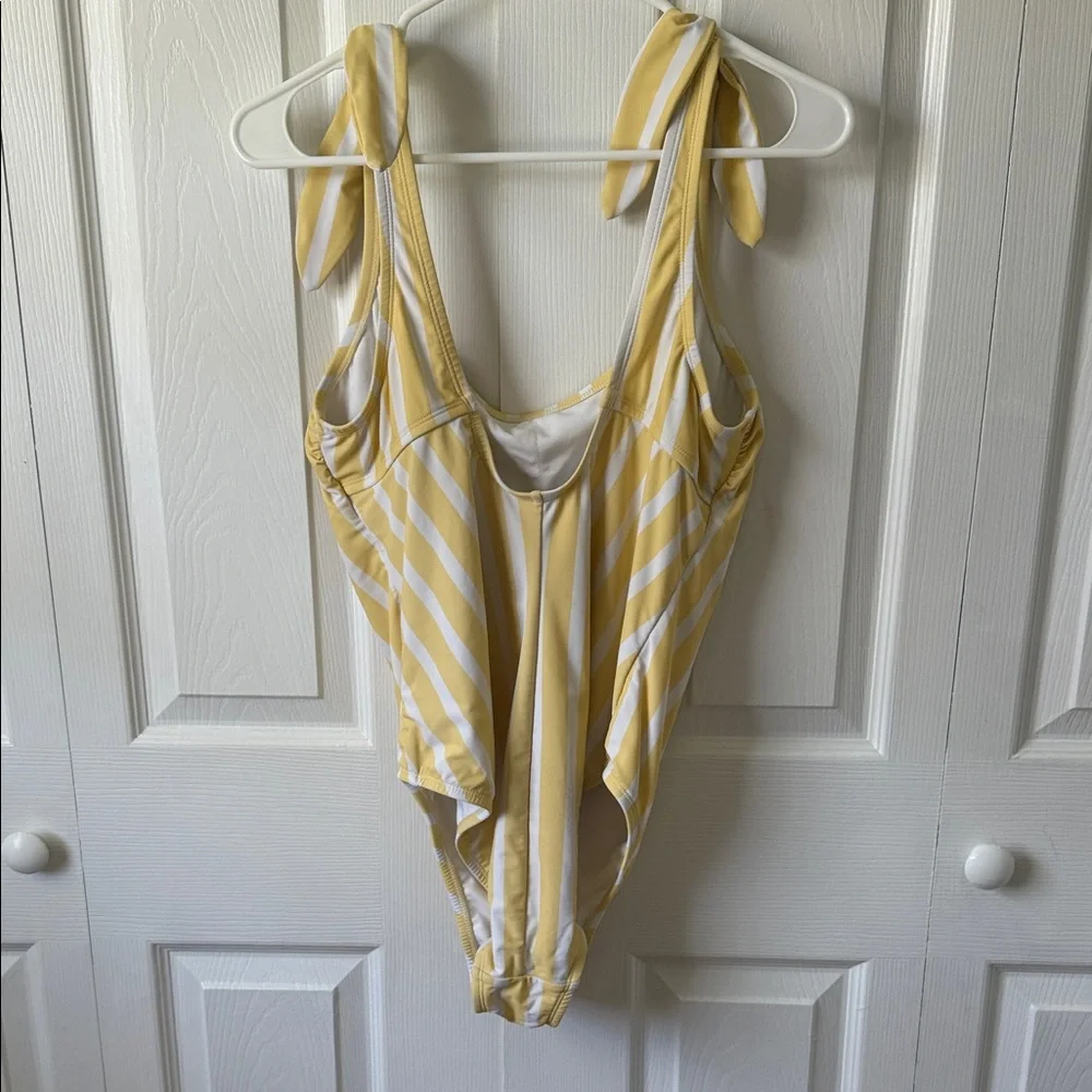 Yellow & White Striped Tie-Shoulder One-Piece Swimsuit